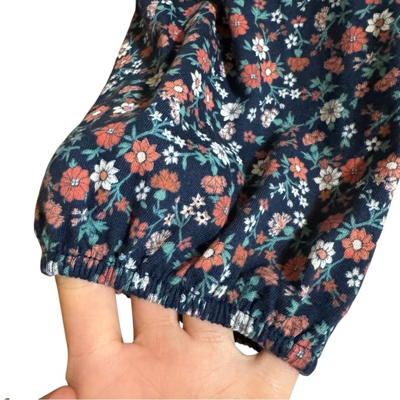 Lucky Brand Floral Top Tee Square Neck Long Sleeve Pheasant Cottagecore XL - Picture 6 of 9